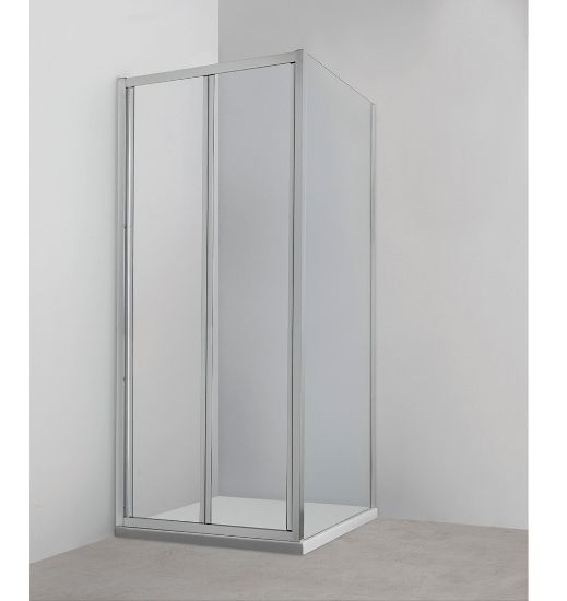 Immagine di PORTA A SOFFIETTO FAST 77-81 CM CRISTALLO TRASPARENTE 6 MM CROMO REVERSIBILE KINEDO