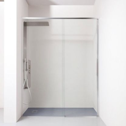 Immagine di BOX PORTA BATTENTE GL6 127,5-130,5 CM (NICCHIA) ARGENTO LUCIDO CRISTALLO TRASPARENTE KINEDO