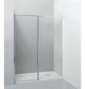 Immagine di BOX PORTA BATTENTE GL6 97,5-100,5 CM (NICCHIA) ARGENTO LUCIDO CRISTALLO TRASPARENTE KINEDO