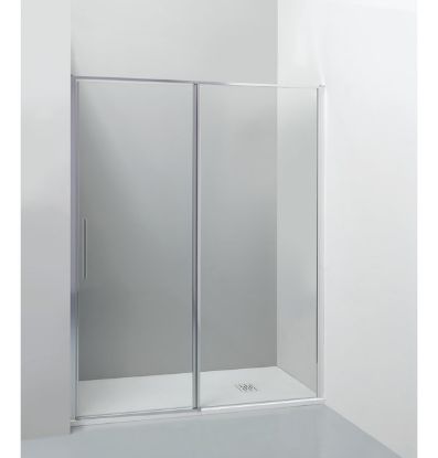 Immagine di BOX PORTA BATTENTE GL6 97,5-100,5 CM (NICCHIA) ARGENTO LUCIDO CRISTALLO TRASPARENTE KINEDO