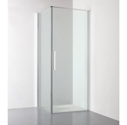 Immagine di PARETE FISSA GL6 77,5-79 CM (PER PORTA BATTENTE) ARGENTO LUCIDO CRISTALLO TRASPARENTE KINEDO