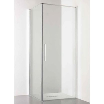 Immagine di BOX PORTA BATTENTE GL6 77,5-79 CM (PER ANGOLO) ARGENTO LUCIDO CRISTALLO TRASPARENTE KINEDO