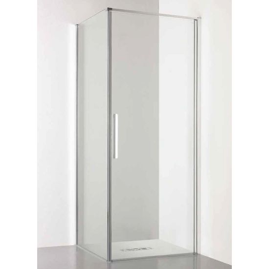 Immagine di BOX PORTA BATTENTE GL6 77,5-79 CM (PER ANGOLO) ARGENTO LUCIDO CRISTALLO TRASPARENTE KINEDO