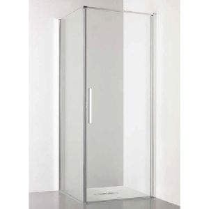 Immagine di BOX PORTA BATTENTE GL6 67,5-69 CM (PER ANGOLO) ARGENTO LUCIDO CRISTALLO TRASPARENTE KINEDO