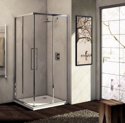Immagine di BOX DOCCIA KUBO ANGOLO SCORREVOLE 77-82 CM (LATO ANGOLO) CRISTALLO TRASPARENTE CROMO BRILL LUCIDO