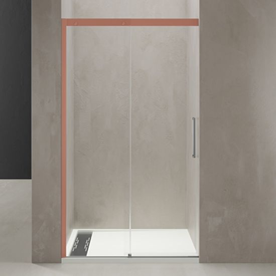 Immagine di PORTA SCORREVOLE PLUMA EVO SX 115-119 CM H 200 CM COLORE HAVANA OPACO CRISTALLO TRASPARENTE