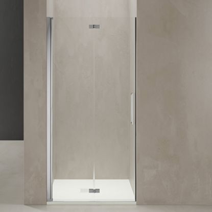 Immagine di PORTA A SOFFIETTO MINDY 97,5-99,5 CM H. 200 CM NERO OPACO CRISTALLO TRASPARENTE