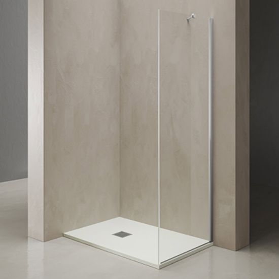 Immagine di PARETE FISSA MINDY 67,5-69,5 CM H. 200 CM NERO OPACO CRISTALLO TRASPARENTE