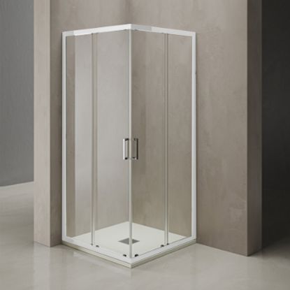 Immagine di BOX DOCCIA SPADO ANGOLO SCORREVOLE 87-90 CM (LATO ANGOLO) H 190 CM BIANCO CRISTALLO TRASPARENTE