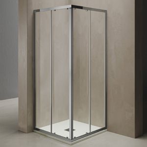 Immagine di BOX DOCCIA DINO ANGOLO SCORREVOLE 87-90 CM (LATO ANGOLO) CROMO TBRILL CRISTALLO TRASPARENTE