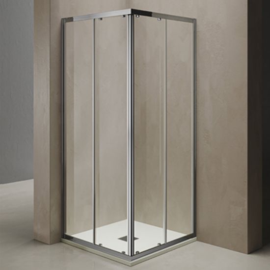 Immagine di BOX DOCCIA DINO ANGOLO SCORREVOLE 77-80 CM (LATO ANGOLO) CROMO TBRILL CRISTALLO TRASPARENTE