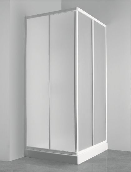 Immagine di BOX DOCCIA VULCANO ANGOLO SCORREVOLE 70x90 CM ACRILICO SATINATO BIANCO