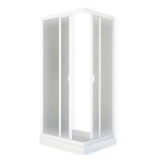 Immagine di BOX DOCCIA ANTIBES ANGOLO SCORREVOLE 78-90 CM BIANCO ACRILICO MODELLO GOCCIA