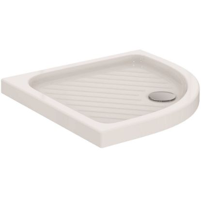 Immagine di PIATTO DOCCIA EUROVIT SHOWER SEMICIRCOLARE 80 H7 CM PILETTA DIAMETRO 90 MM BIANCO IDEAL STANDARD