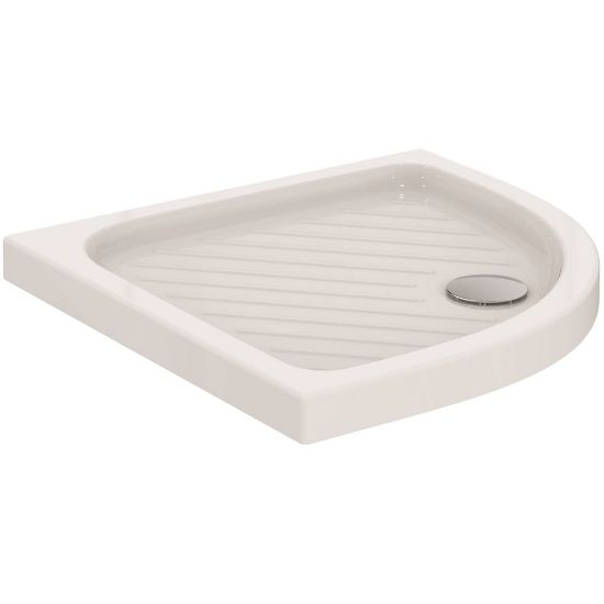 Immagine di PIATTO DOCCIA EUROVIT SHOWER SEMICIRCOLARE 80 H7 CM PILETTA DIAMETRO 90 MM BIANCO IDEAL STANDARD