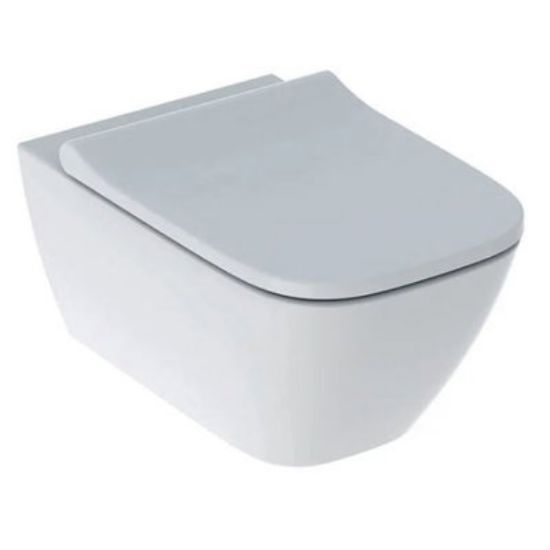 Immagine di VASO SMYLE SOSPESO RIMFREE CON SEDILE AMMORTIZZATO CERAMICA BIANCA GEBERIT