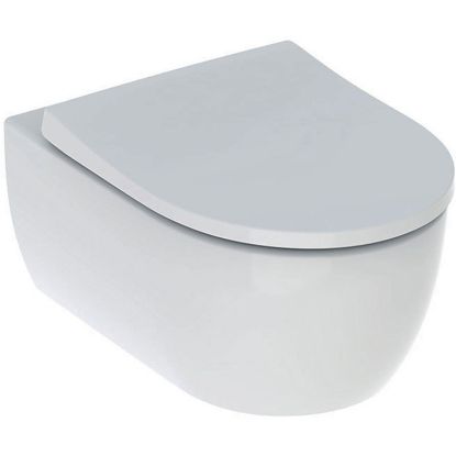 Immagine di VASO ICON SOSPESO RIMFREE CON SEDILE SLIM AMMORTIZZATO CERAMICA BIANCA GEBERIT