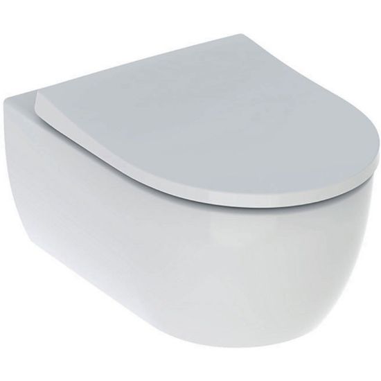 Immagine di VASO ICON SOSPESO RIMFREE CON SEDILE SLIM AMMORTIZZATO CERAMICA BIANCA GEBERIT