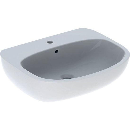 Immagine di LAVABO FANTASIA 60x46,5 CM INSTALLAZIONE SOSPESA O SU COLONNA MONOFORO CERAMICA BIANCA GEBERIT