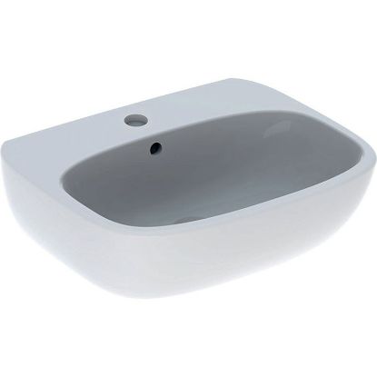 Immagine di LAVABO FANTASIA 55x45 CM INSTALLAZIONE SOSPESA O SU COLONNA MONOFORO CERAMICA BIANCA GEBERIT