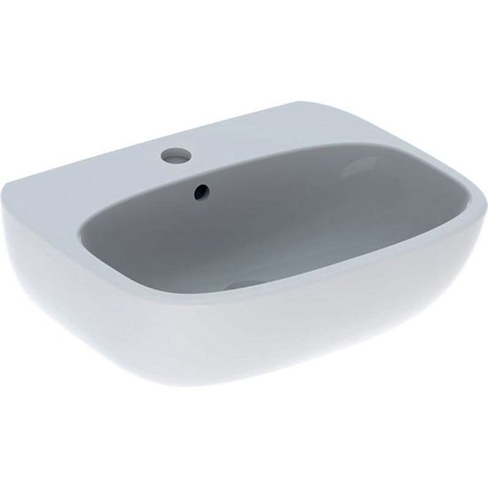 Immagine di LAVABO FANTASIA 55x45 CM INSTALLAZIONE SOSPESA O SU COLONNA MONOFORO CERAMICA BIANCA GEBERIT