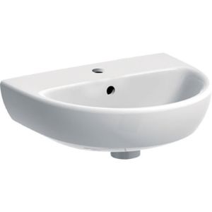 Immagine di LAVABO SELNOVA 45x37 CM INSTALLAZIONE SOSPESA O SU COLONNA MONOFORO CERAMICA BIANCA GEBERIT