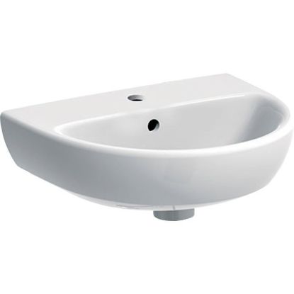 Immagine di LAVABO SELNOVA 45x37 CM INSTALLAZIONE SOSPESA O SU COLONNA MONOFORO CERAMICA BIANCA GEBERIT