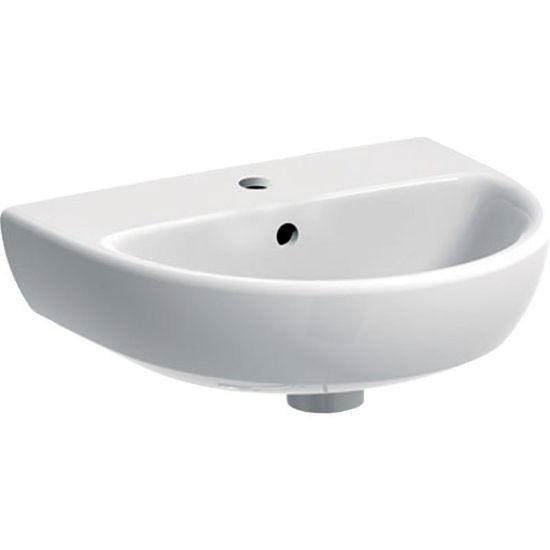 Immagine di LAVABO SELNOVA 45x37 CM INSTALLAZIONE SOSPESA O SU COLONNA MONOFORO CERAMICA BIANCA GEBERIT