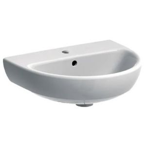 Immagine di LAVABO SELNOVA 50x41 CM INSTALLAZIONE SOSPESA O SU COLONNA MONOFORO CERAMICA BIANCA GEBERIT