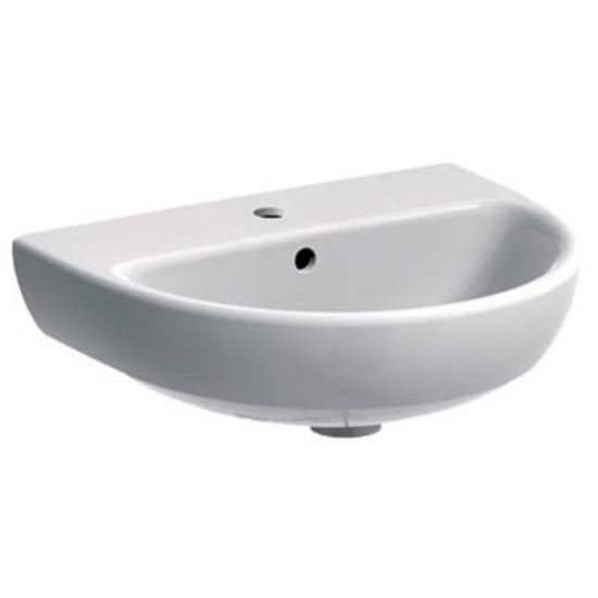 Immagine di LAVABO SELNOVA 50x41 CM INSTALLAZIONE SOSPESA O SU COLONNA MONOFORO CERAMICA BIANCA GEBERIT
