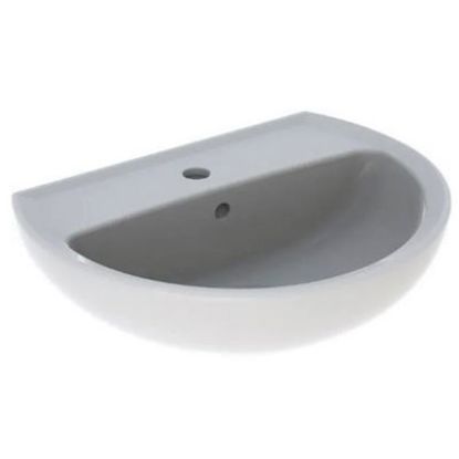 Immagine di LAVABO COLIBRI 55x42 CM INSTALLAZIONE SOSPESA O SU COLONNA MONOFORO CERAMICA BIANCA GEBERIT