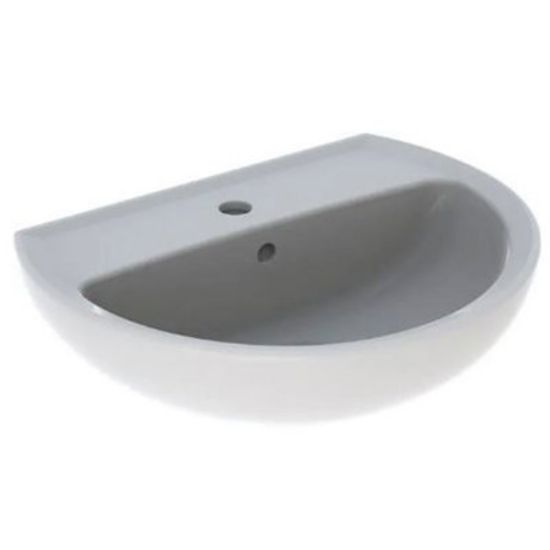 Immagine di LAVABO COLIBRI 55x42 CM INSTALLAZIONE SOSPESA O SU COLONNA MONOFORO CERAMICA BIANCA GEBERIT