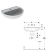 Immagine di LAVABO COLIBRI 55x42 CM INSTALLAZIONE SOSPESA O SU COLONNA MONOFORO CERAMICA BIANCA GEBERIT