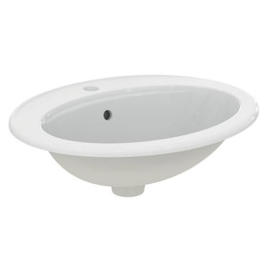 Immagine di LAVABO EUROVIT 57x46 CM INSTALLAZIONE INCASSO SOPRAPIANO CERAMICA BIANCA IDEAL STANDARD