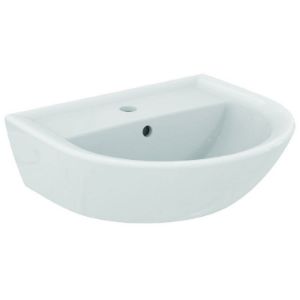 Immagine di LAVABO EUROVIT 50x44 CM INSTALLAZIONE SOSPESA O SU COLONNA CERAMICA BIANCA IDEAL STANDARD