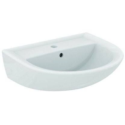 Immagine di LAVABO EUROVIT 55x46 CM INSTALLAZIONE SOSPESA O SU COLONNA CERAMICA BIANCA IDEAL STANDARD