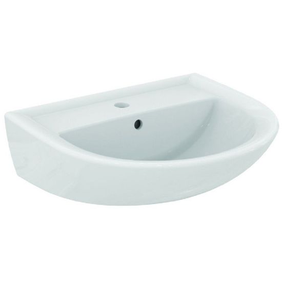 Immagine di LAVABO EUROVIT 55x46 CM INSTALLAZIONE SOSPESA O SU COLONNA CERAMICA BIANCA IDEAL STANDARD