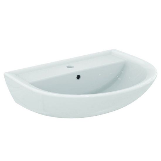 Immagine di LAVABO EUROVIT 65x50 CM INSTALLAZIONE SOSPESA O SU COLONNA CERAMICA BIANCA IDEAL STANDARD