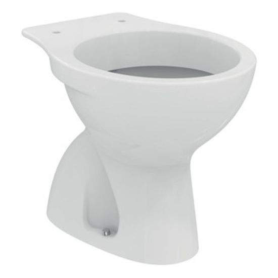 Immagine di VASO EUROVIT A TERRA DISTANZIATO SCARICO PAVIMENTO CERAMICA BIANCA IDEAL STANDARD (SENZA SEDILE)
