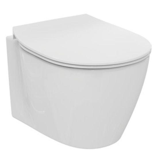 Immagine di VASO CONNECT SPACE SOSPESO 48 CM CON SEDILE CERAMICA BIANCA IDEAL STANDARD