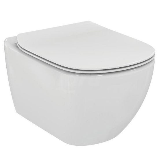 Immagine di VASO TESI SOSPESO AQUABLADE CON SEDILE CERAMICA BIANCA IDEAL STANDARD