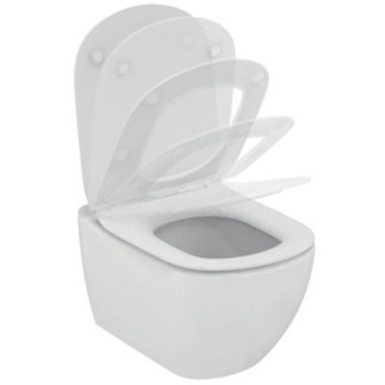 Immagine di VASO TESI SOSPESO AQUABLADE CON SEDILE SOFT CLOSE CERAMICA BIANCA IDEAL STANDARD