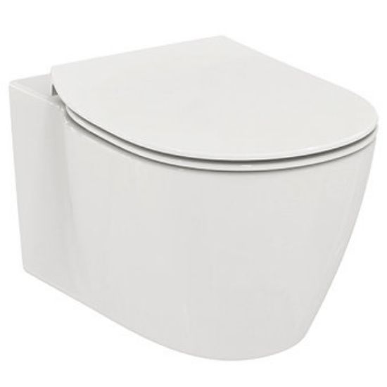 Immagine di VASO CONNECT SOSPESO AQUABLADE CON SEDILE SLIM CERAMICA BIANCA IDEAL STANDARD