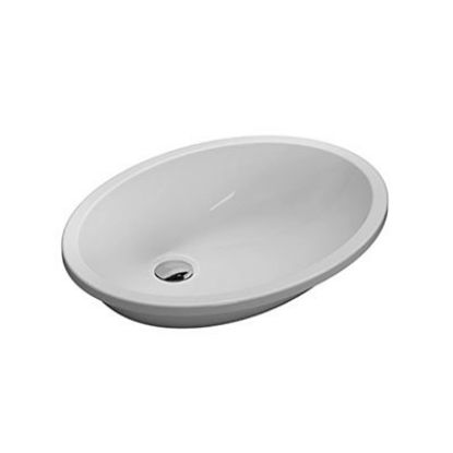 Immagine di LAVABO SIBARI 57x43 CM INSTALLAZIONE SOTTOPIANO INCASSO CERAMICA BIANCA GLOBO