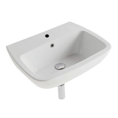 Immagine di LAVABO DAILY 60x48 CM INSTALLAZIONE SOSPESA PREDISPOSIZIONE 3 FORI CERAMICA BIANCA GLOBO