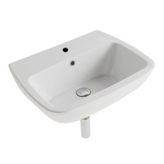 Immagine di LAVABO DAILY 60x48 CM INSTALLAZIONE SOSPESA PREDISPOSIZIONE 3 FORI CERAMICA BIANCA GLOBO