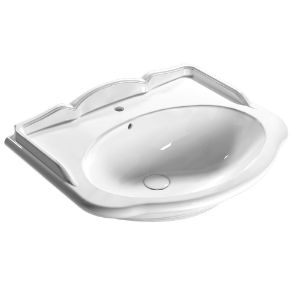 Immagine di LAVABO PAESTUM 71x57 CM INSTALLAZIONE SOSPESA O SU COLONNA PREDISPOSIZIONE 3 FORI CERAMICA BIANCA GLOBO