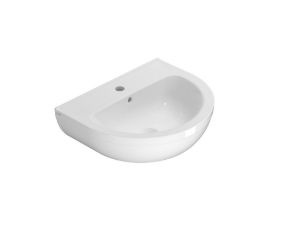 Immagine di LAVABO GRACE 55x42 CM INSTALLAZIONE SOSPESA O SU COLONNA PREDISPOSIZIONE 3 FORI CERAMICA BIANCA GLOBO