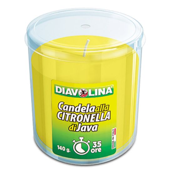 Immagine di CANDELA CITRONELLA CON BICCHIERE IN VETRO 140 GRAMMI PER INTERNI DIAVOLINA