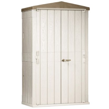 Immagine di CASETTA GIARDINO IN PLASTICA COLORE GRIGIO TALPA/MARRONE DIMENSIONI L.130 P.75,6 H.206,2 CM  TOOMAX